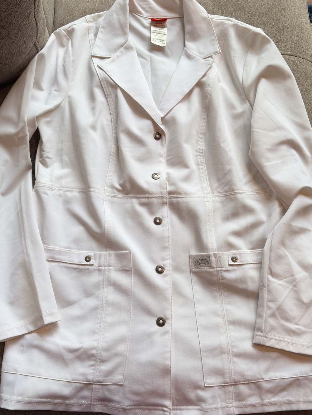 Dickies White Women's Snap-Front Labcoat